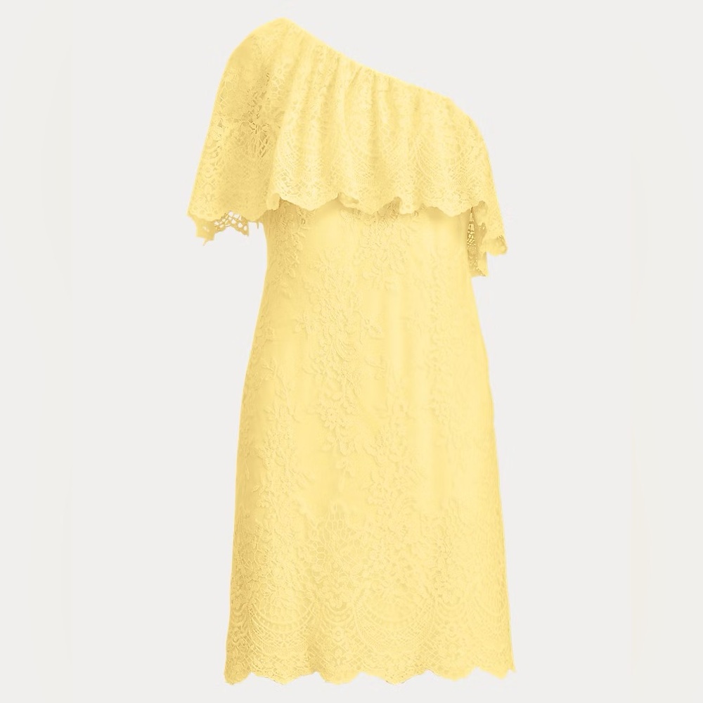 Lauren Ralph Lauren Women’s One-Shoulder Lace Dress in Island Yellow Size 16 NWT